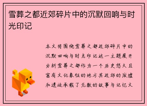 雪葬之都近郊碎片中的沉默回响与时光印记